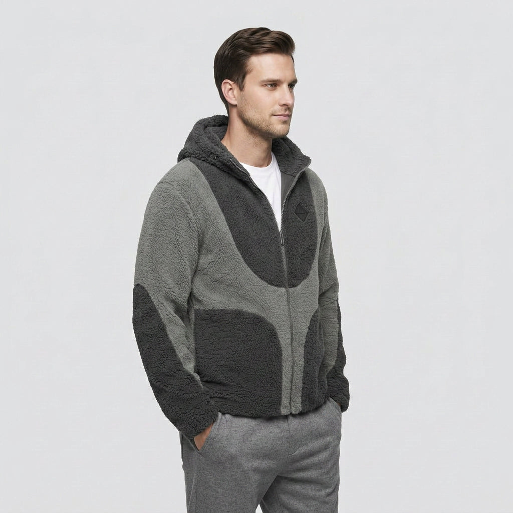 Sweat à Capuche en Laine d'Agneau Texturée Coupe Oversize Style Vintage pour Homme