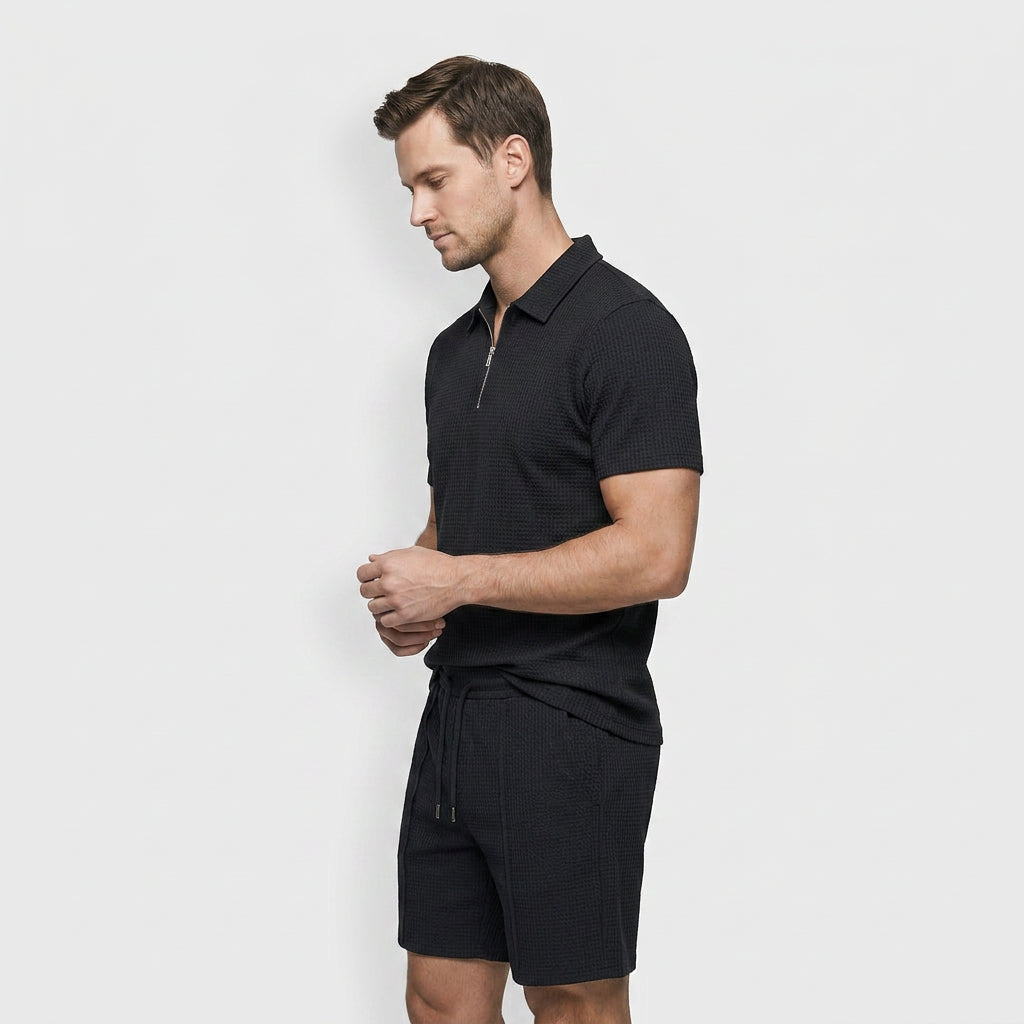Ensemble Deux Pièces Polo Zippé et Short pour Femme