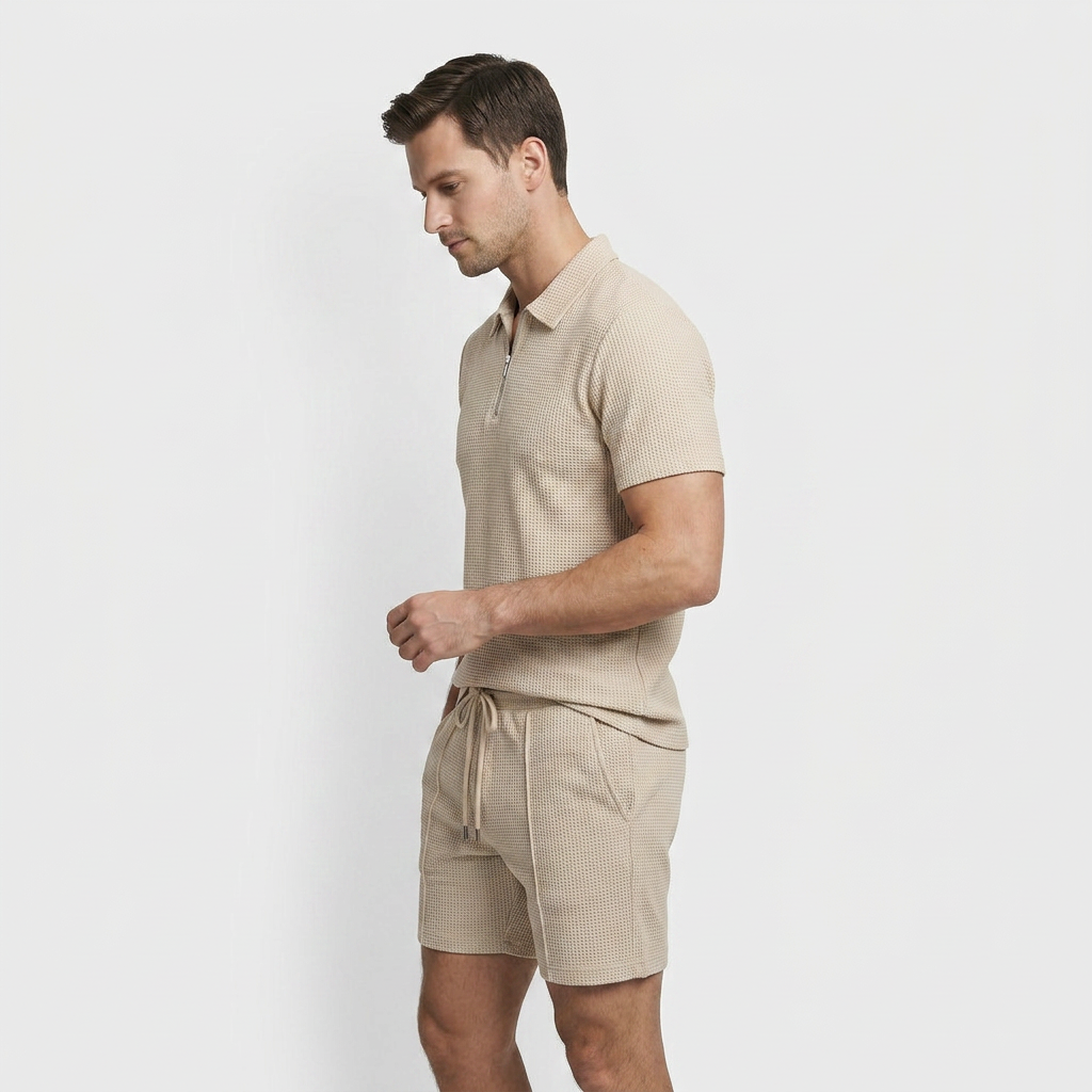 Ensemble Deux Pièces Polo Zippé et Short pour Femme