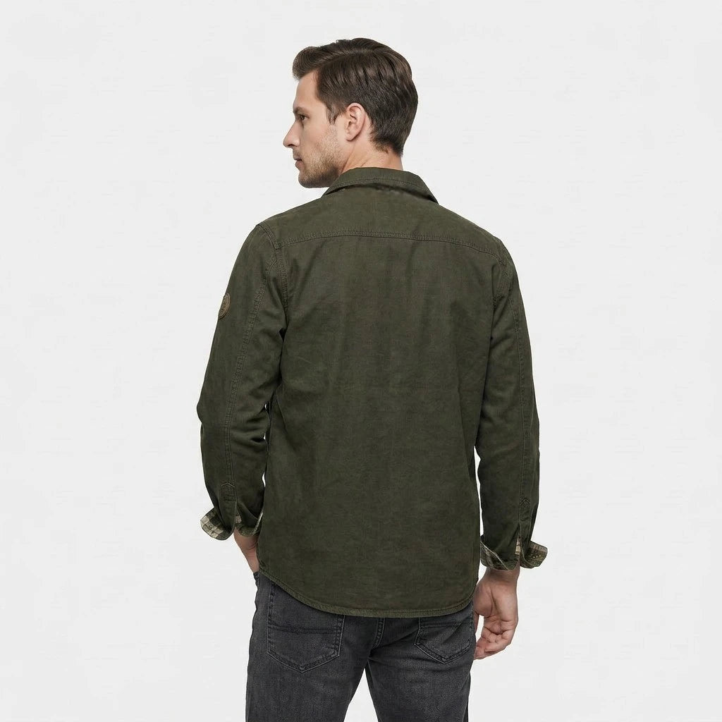 Veste Bomber Cirée Doublure Flanelle Poches Poitrine pour Homme