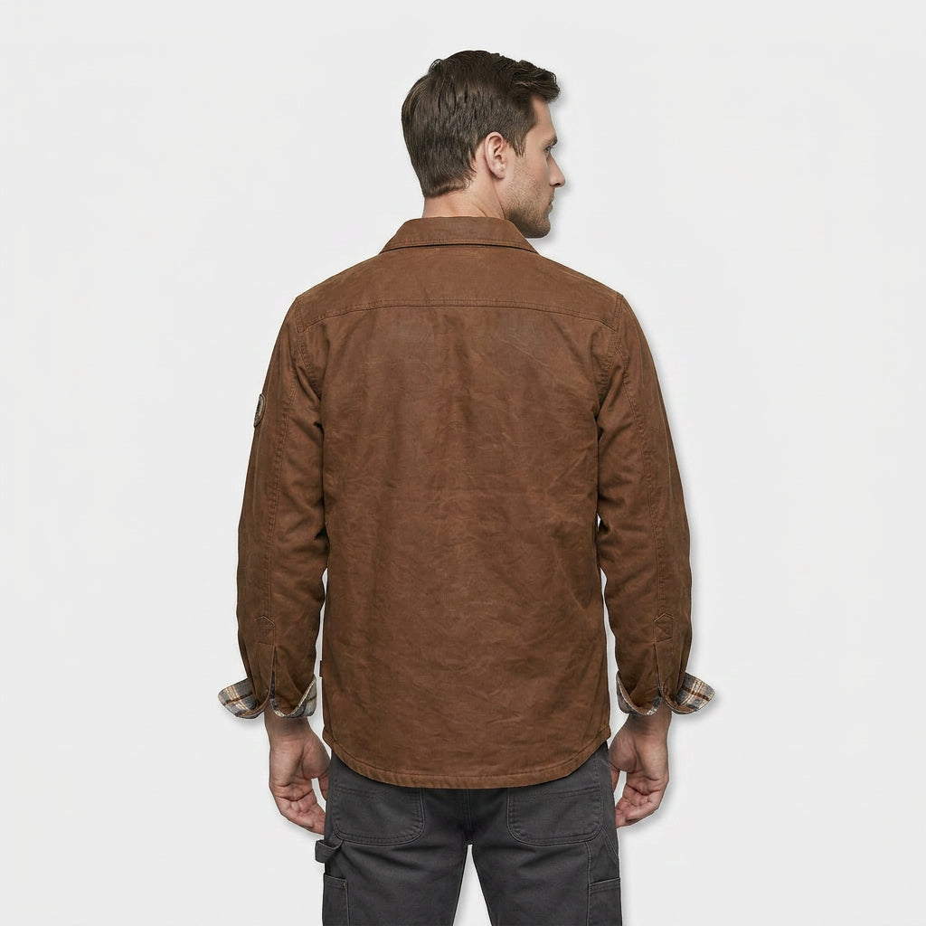 Veste Bomber Cirée Doublure Flanelle Poches Poitrine pour Homme