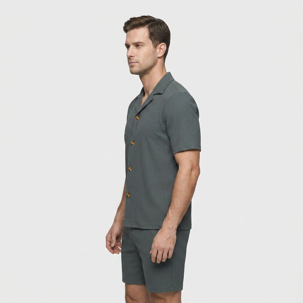 Ensemble Chemise et Short Décontracté Coupe Fluide pour Homme