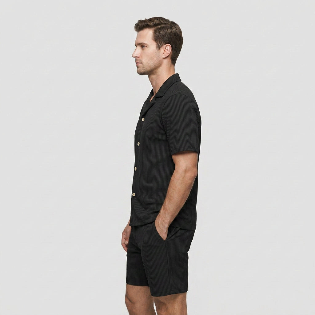 Ensemble Chemise et Short Décontracté Coupe Fluide pour Homme