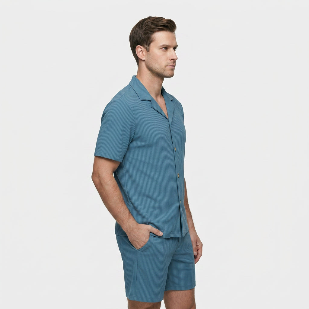 Ensemble Chemise et Short Décontracté Coupe Fluide pour Homme