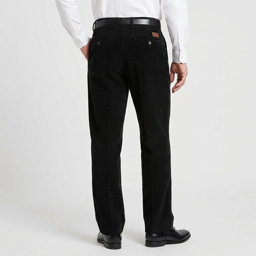Men's Wide-Leg Pleated Corduroy Trousers