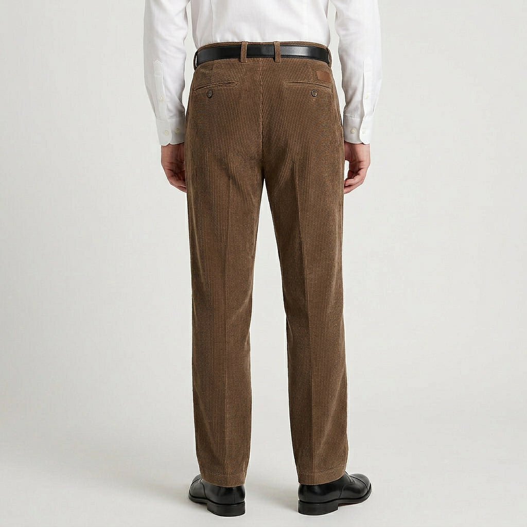 Men's Wide-Leg Pleated Corduroy Trousers