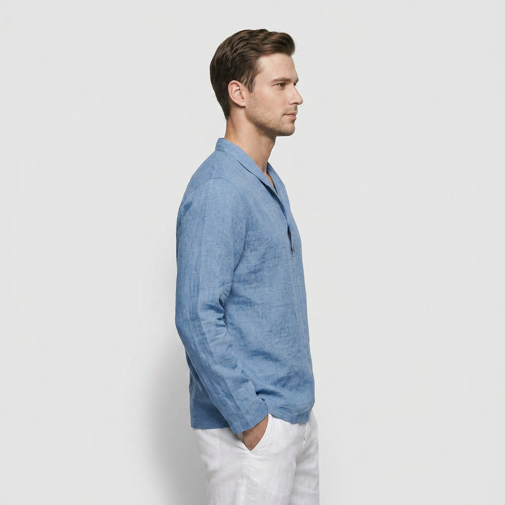 Men's Casual Button-Down Lightweight Linen Shirt