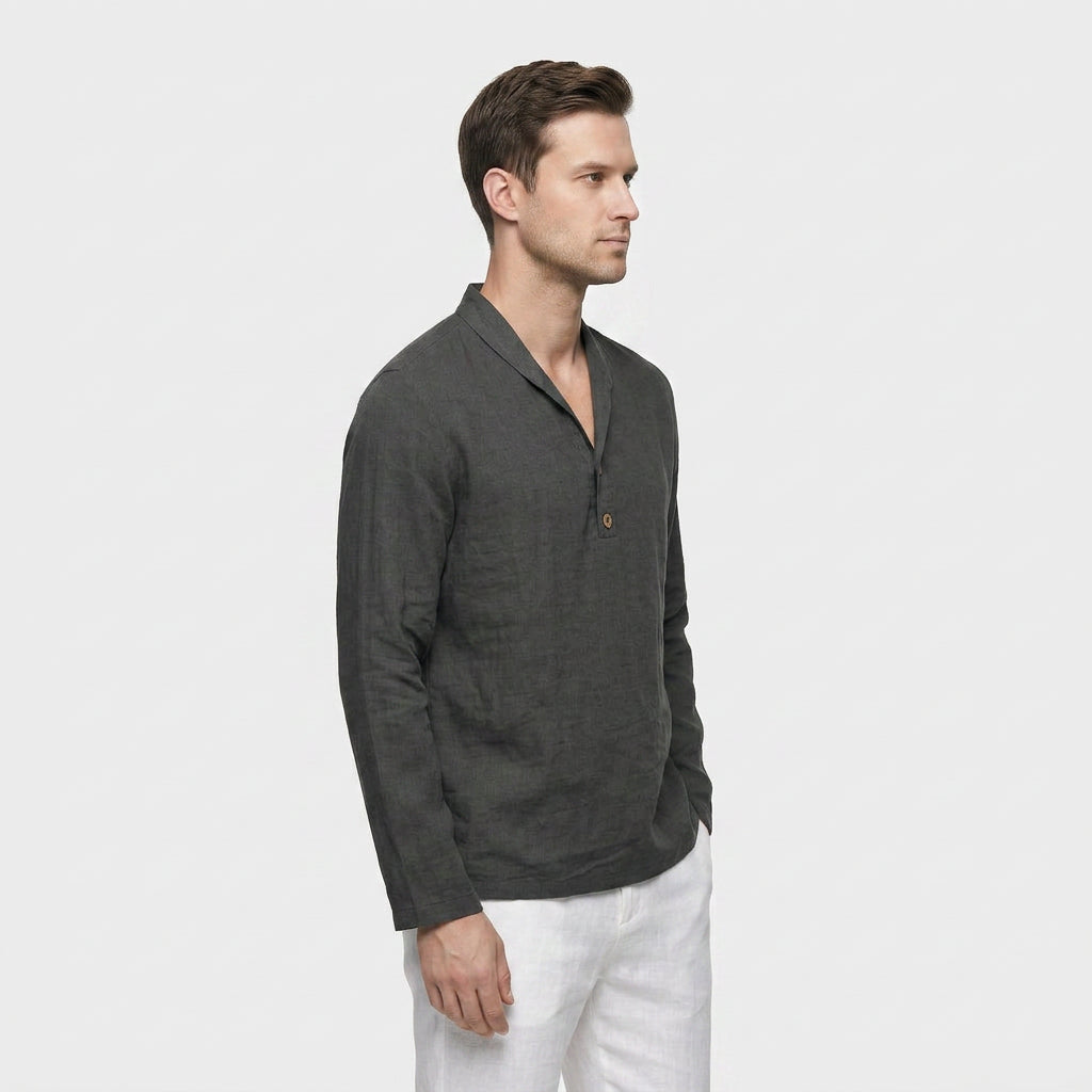 Men's Casual Button-Down Lightweight Linen Shirt