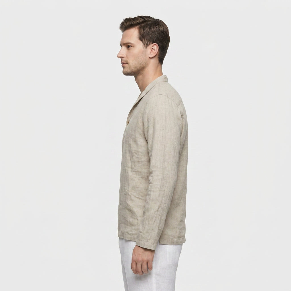 Men's Casual Button-Down Lightweight Linen Shirt