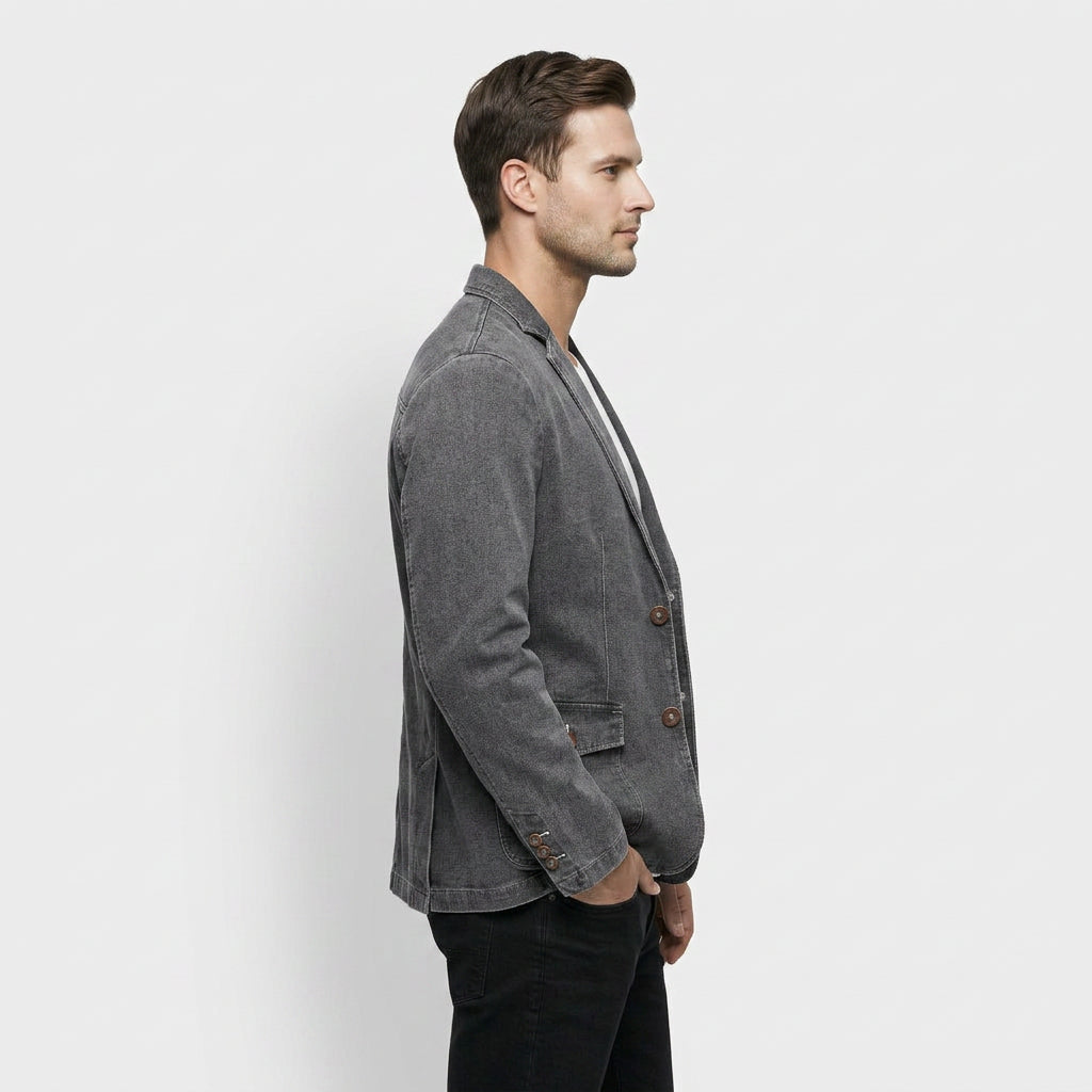 Blazer Coton Léger Coupe Ajustée pour Homme
