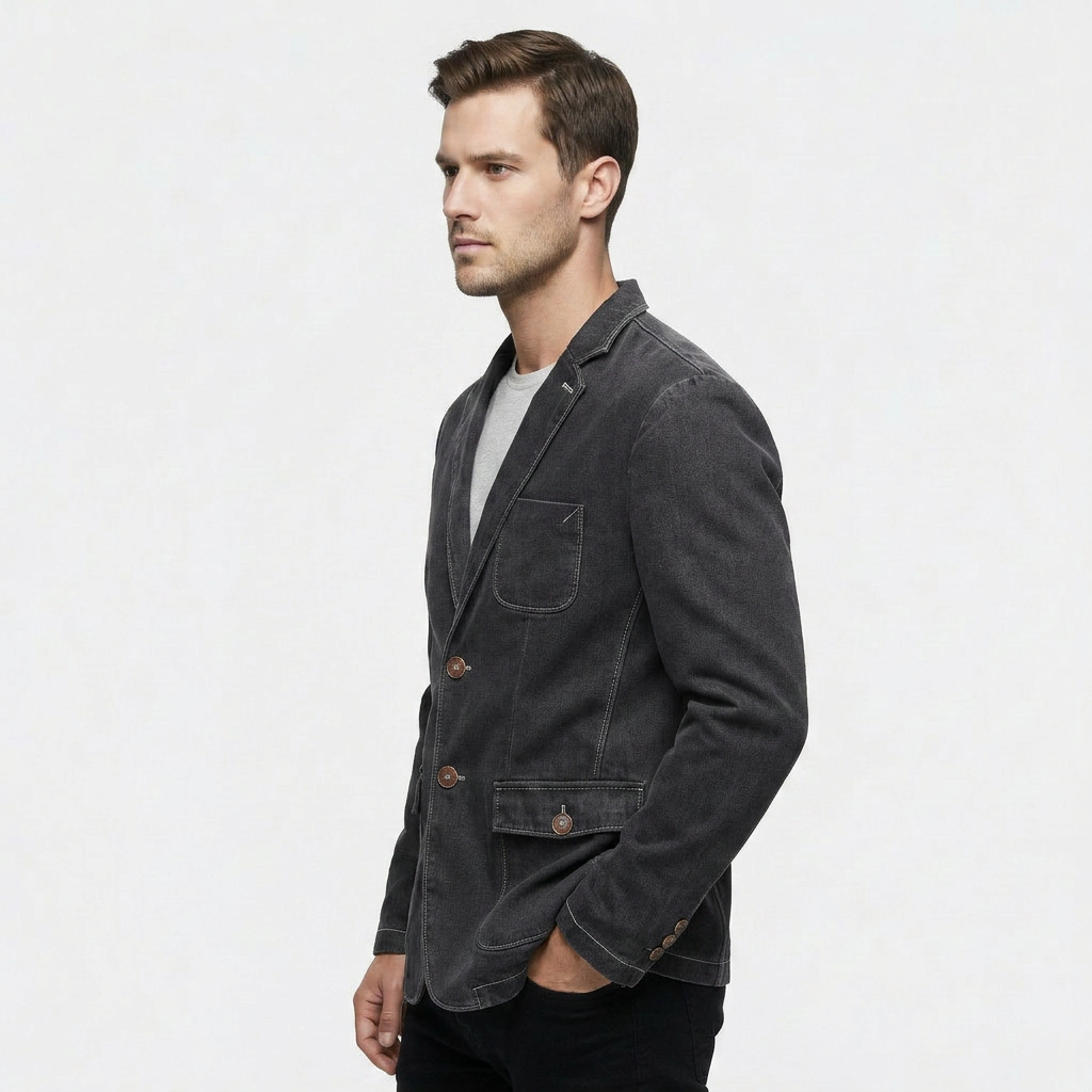 Blazer Coton Léger Coupe Ajustée pour Homme