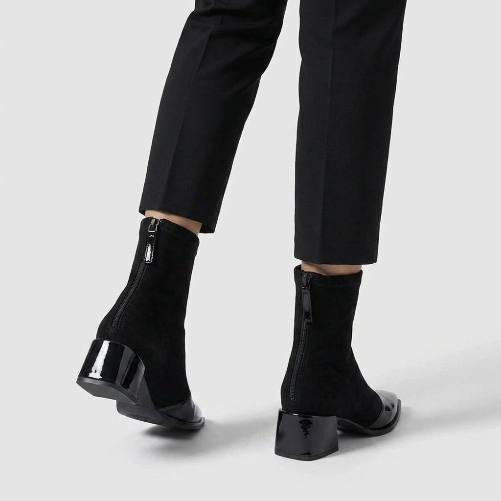 Bottines Daim Bout Pointu Talon Bloc pour Femme