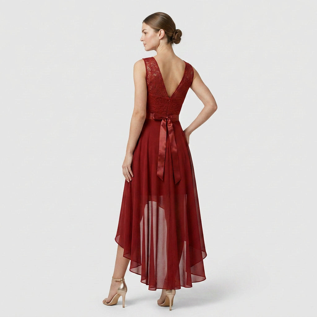 Robe Asymétrique High-Low Coupe Évasée pour Femme