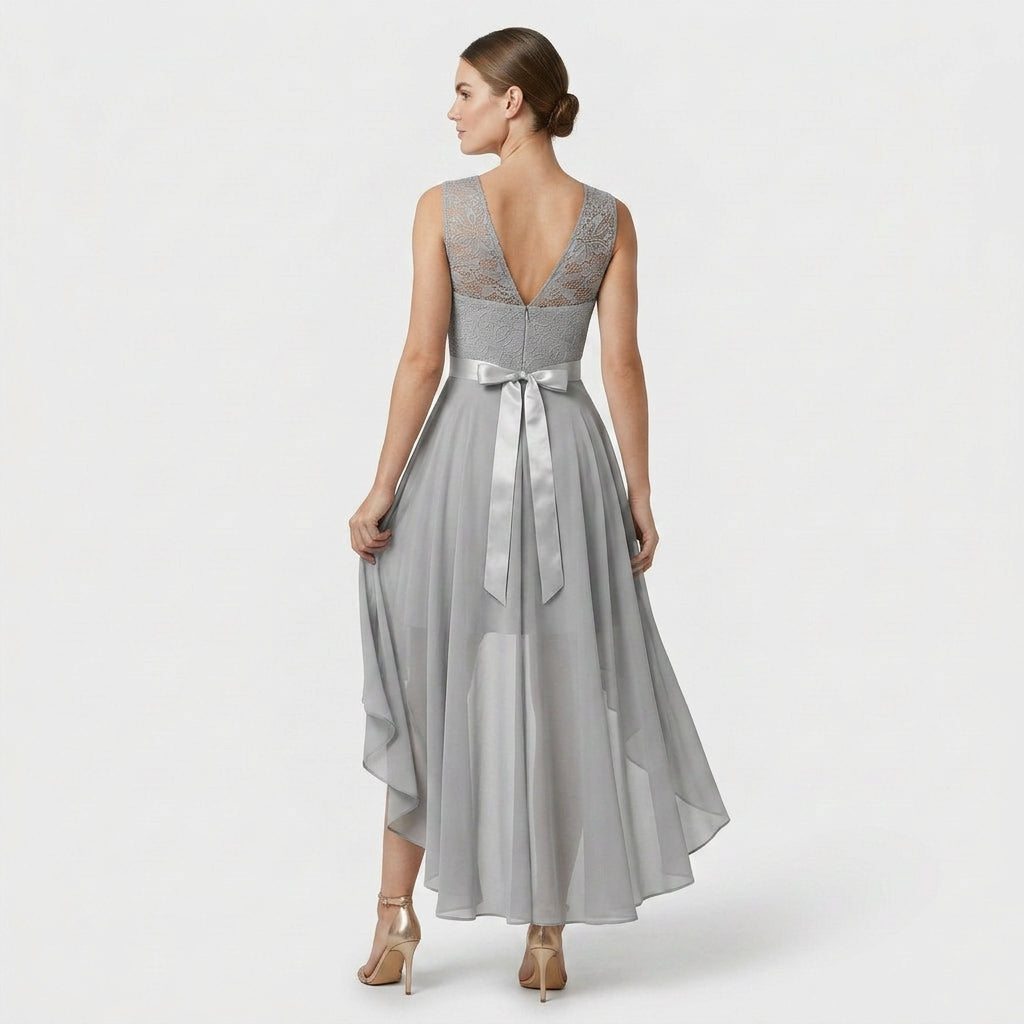 Robe Asymétrique High-Low Coupe Évasée pour Femme