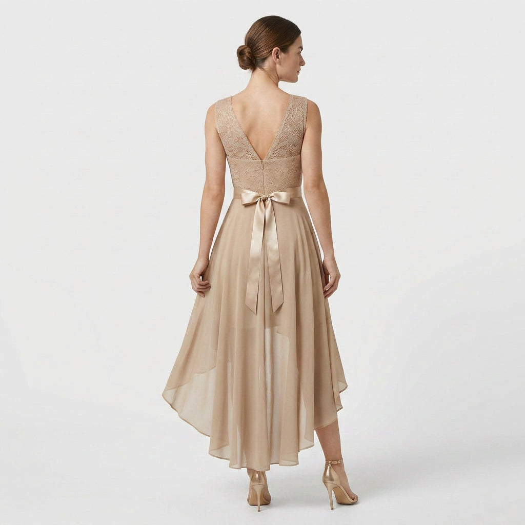 Robe Asymétrique High-Low Coupe Évasée pour Femme