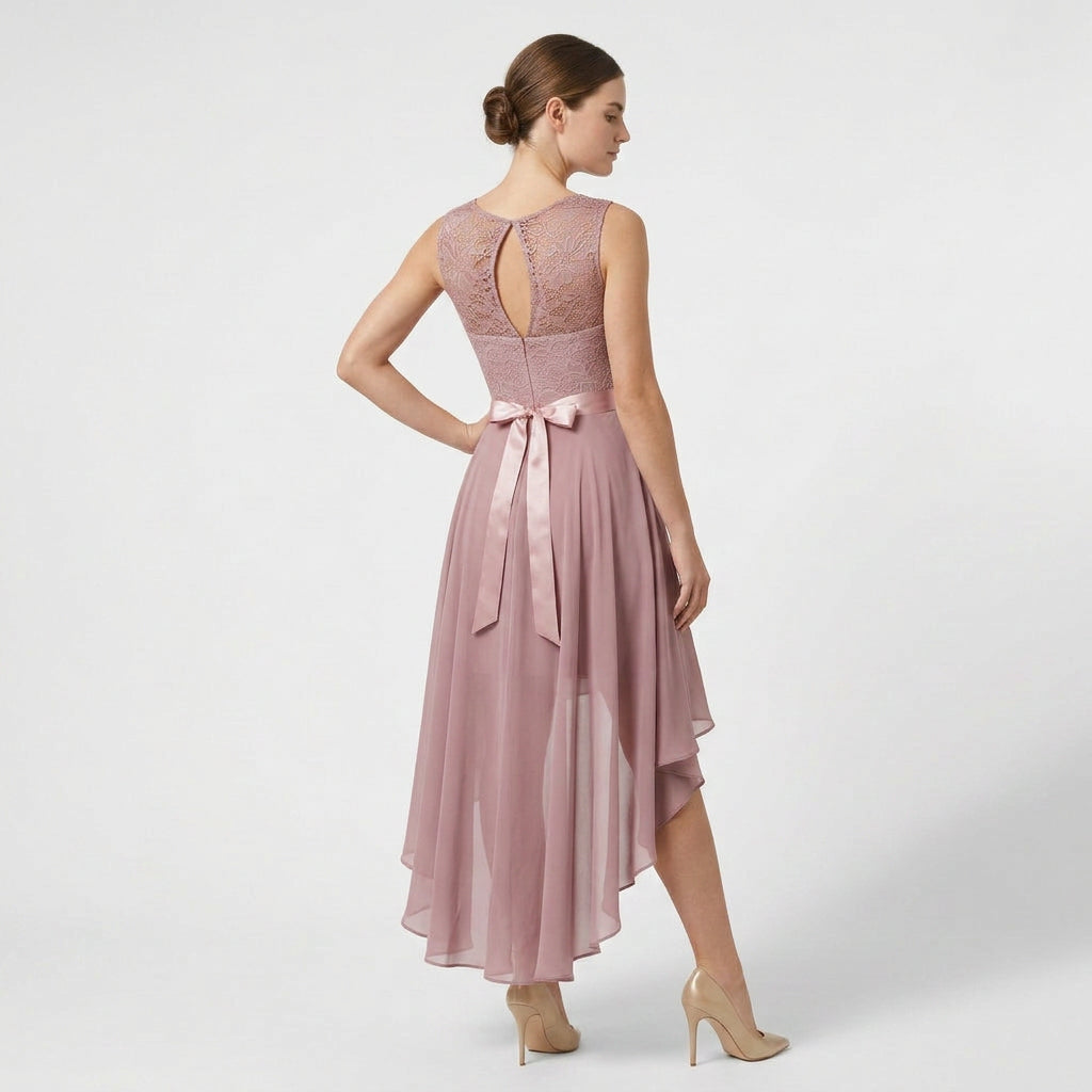 Robe Asymétrique High-Low Coupe Évasée pour Femme