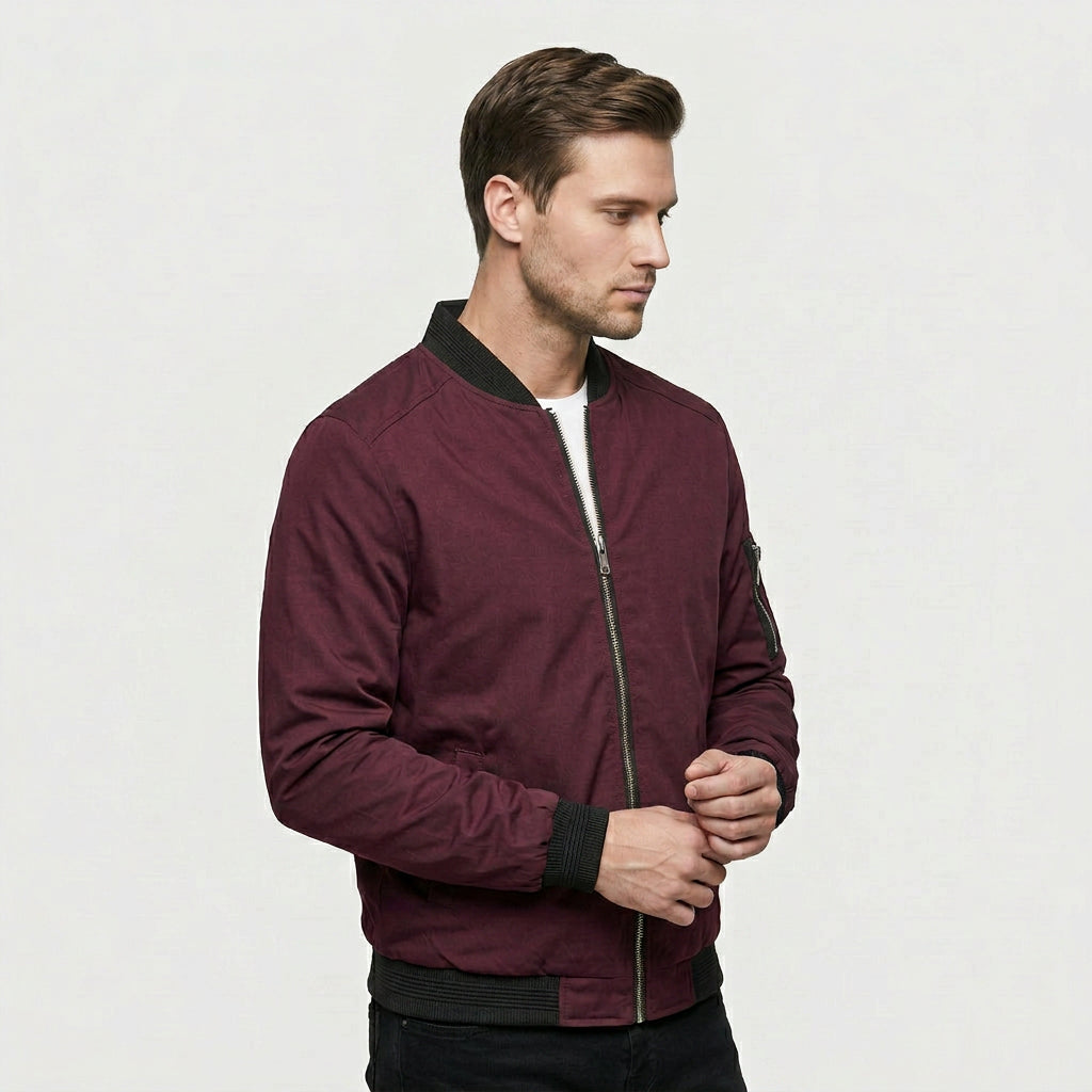 Veste Bomber Slim Coupe Ajustée Moderne pour Homme