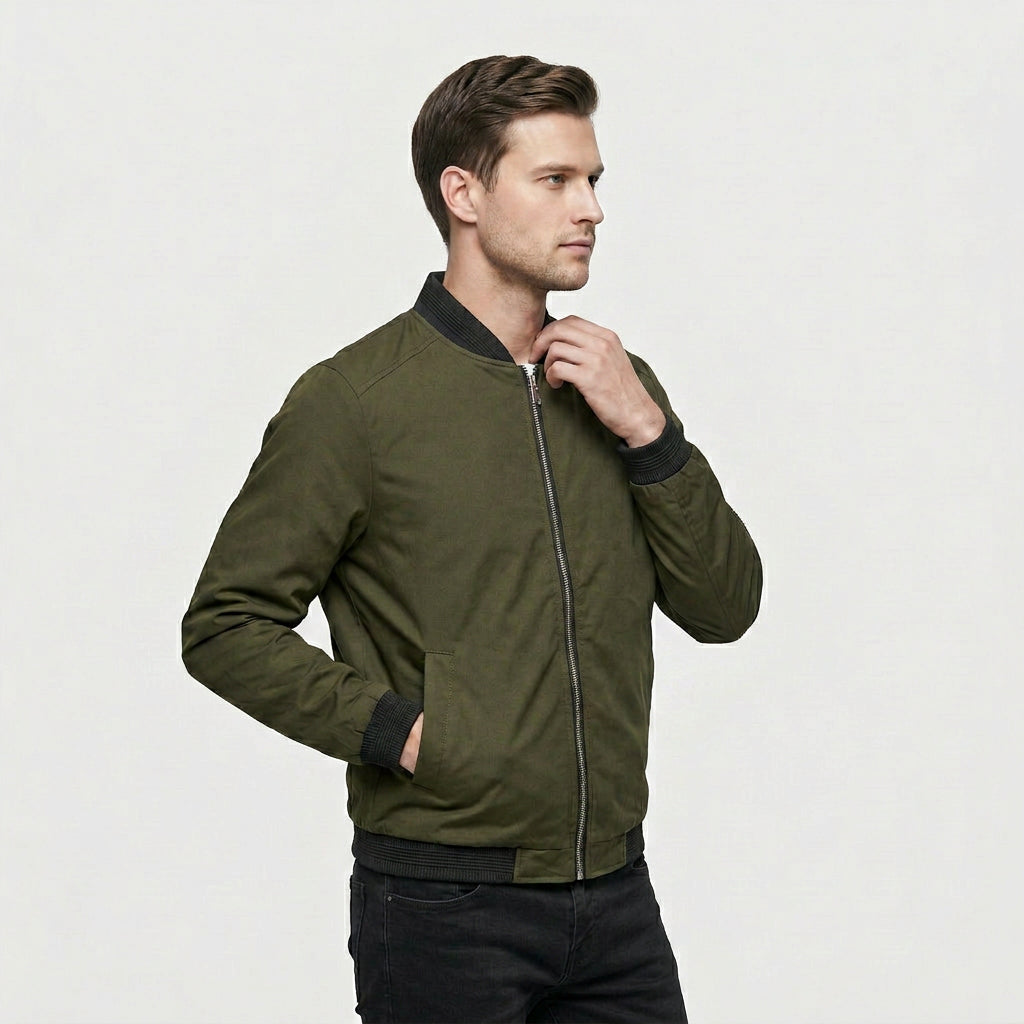 Veste Bomber Slim Coupe Ajustée Moderne pour Homme