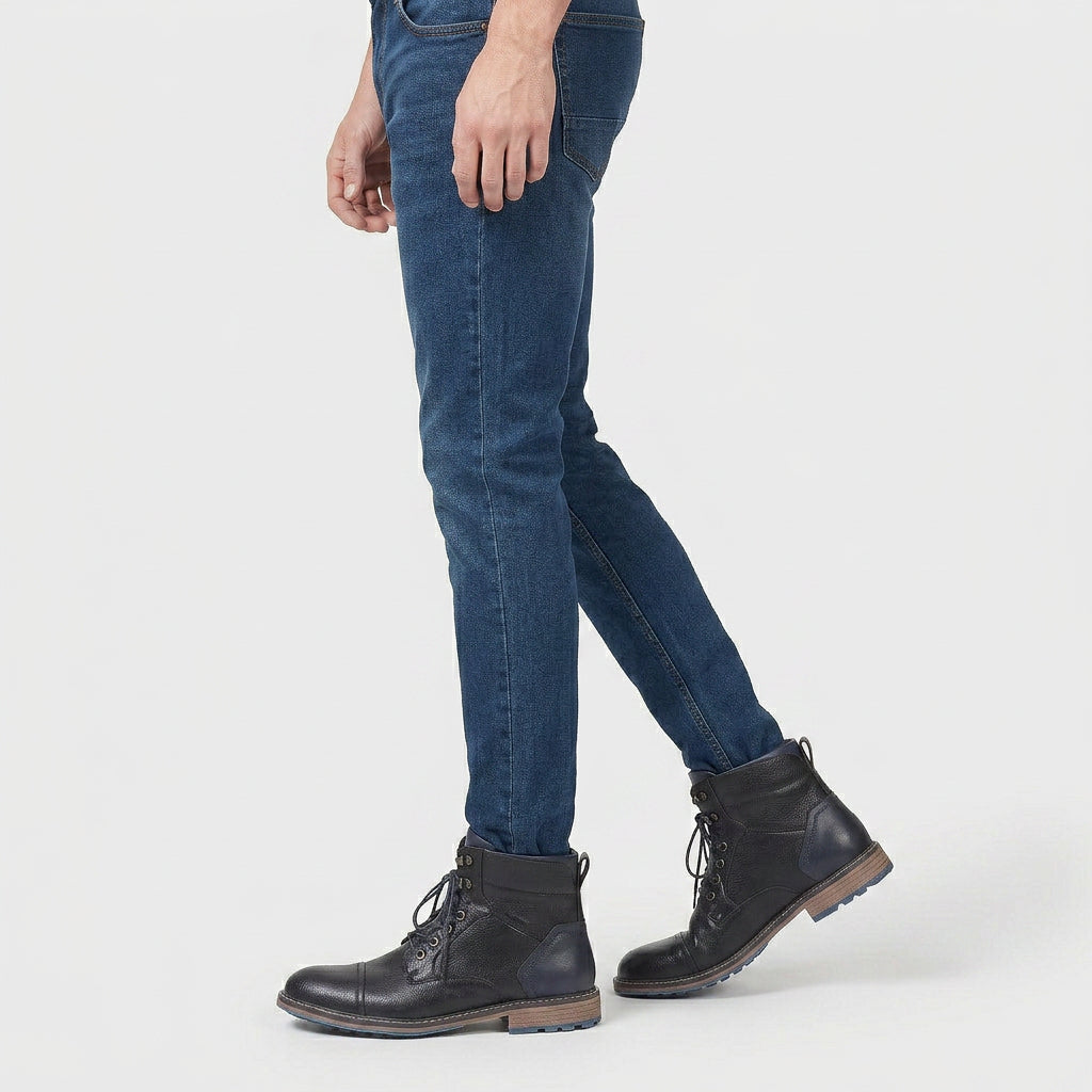 Bottines Cuir Lacées Style Vintage pour Homme