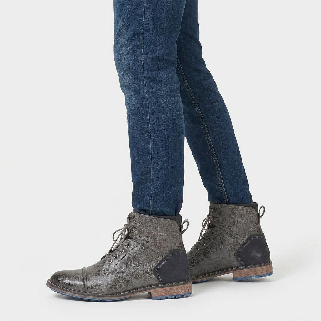 Bottines Cuir Lacées Style Vintage pour Homme