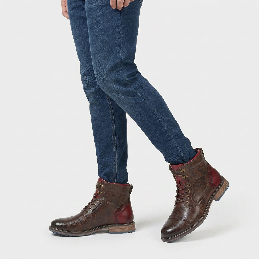 Bottines Cuir Lacées Style Vintage pour Homme