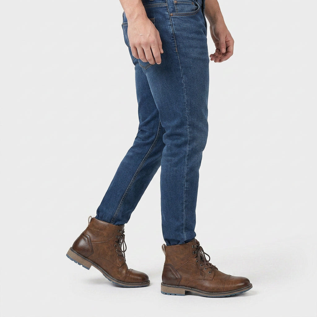 Bottines Cuir Lacées Style Vintage pour Homme