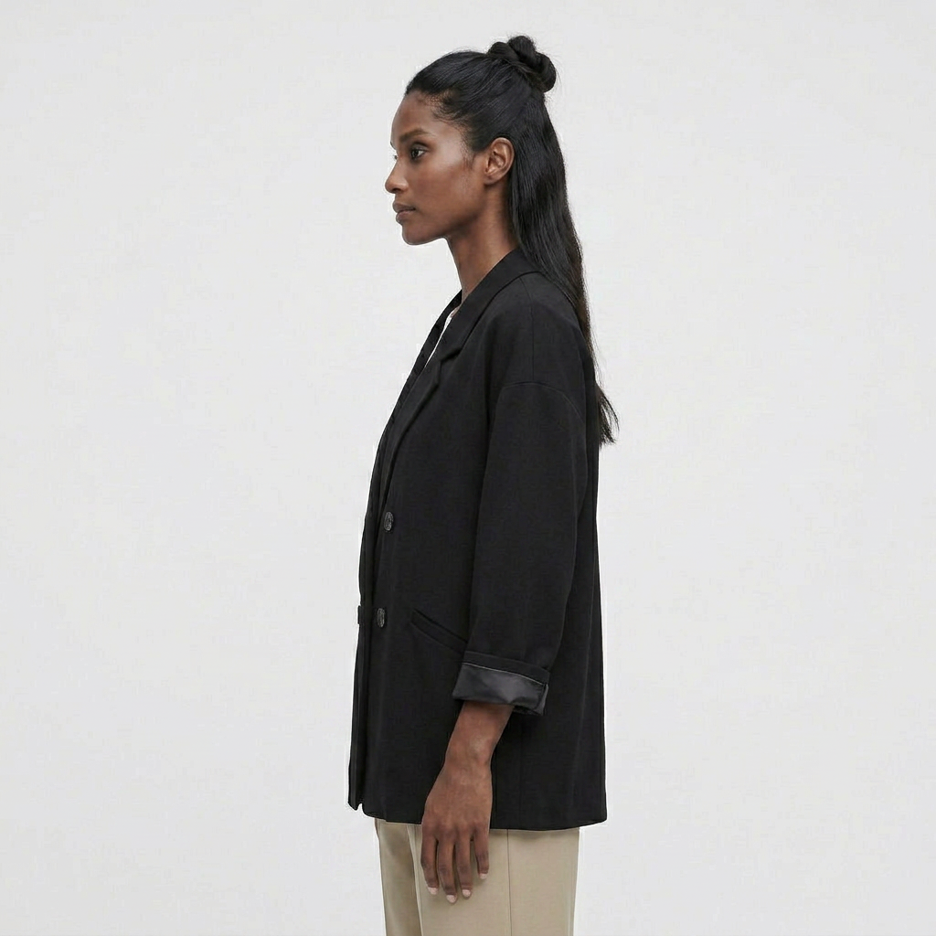 Blazer Ample Coupe Décontractée Détails Structurés pour Femme