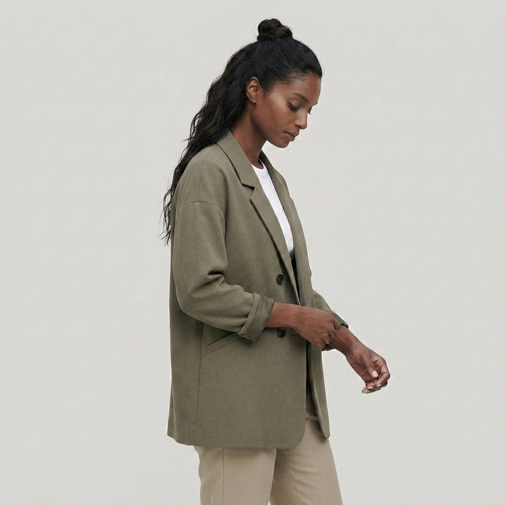 Blazer Ample Coupe Décontractée Détails Structurés pour Femme