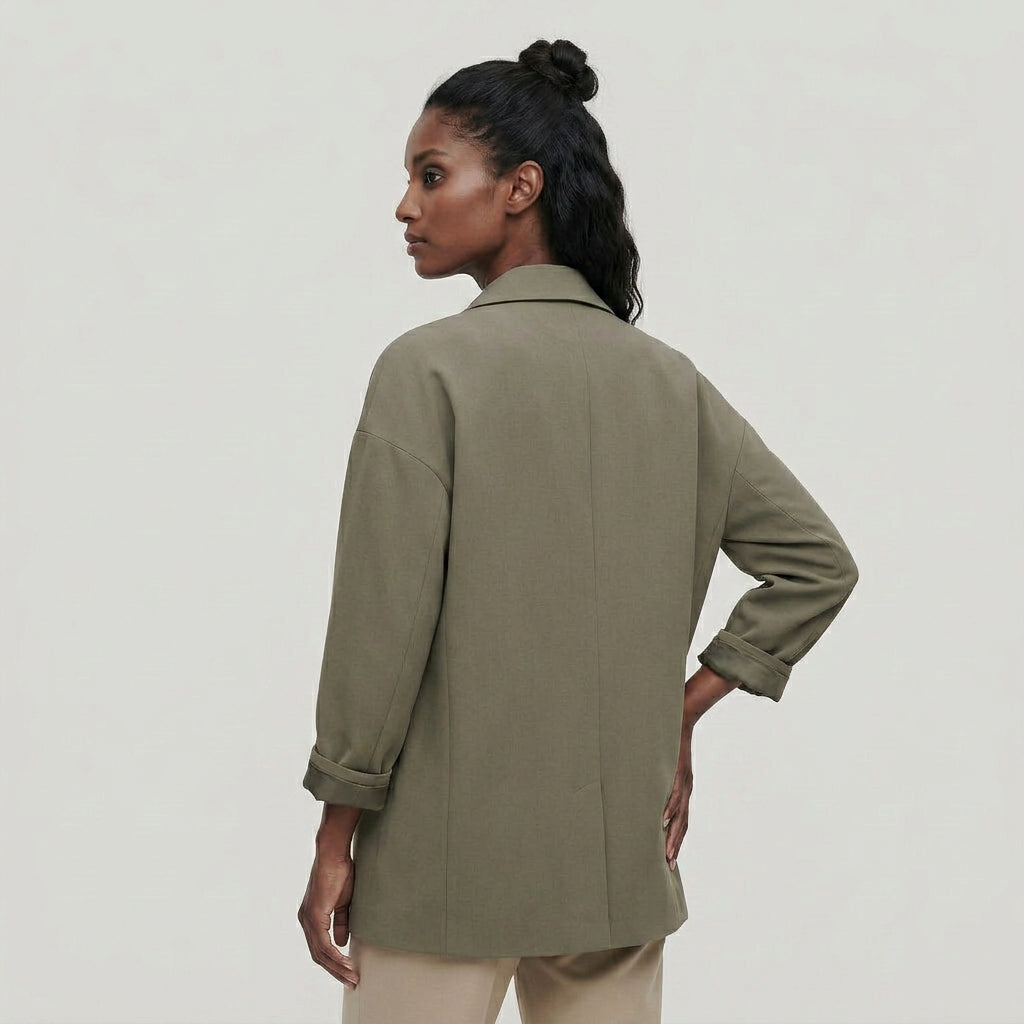 Blazer Ample Coupe Décontractée Détails Structurés pour Femme