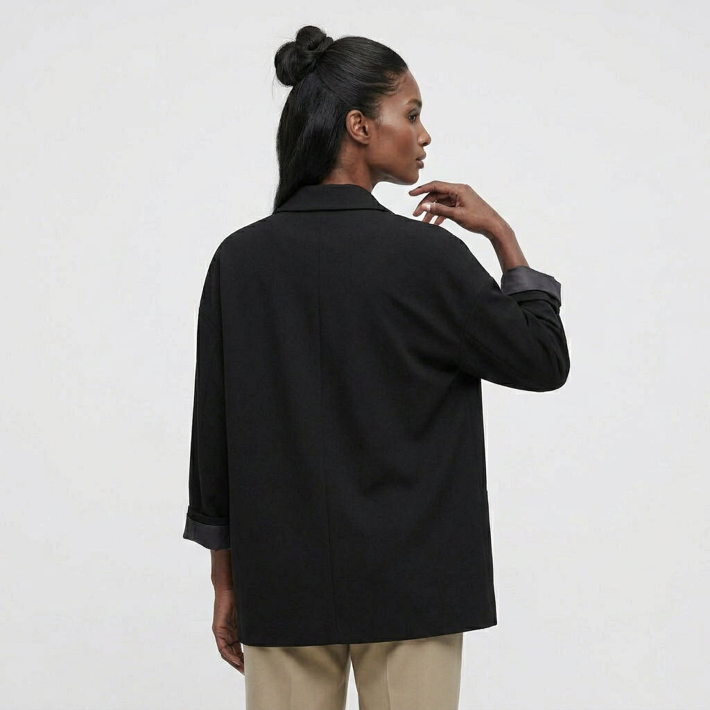Blazer Ample Coupe Décontractée Détails Structurés pour Femme