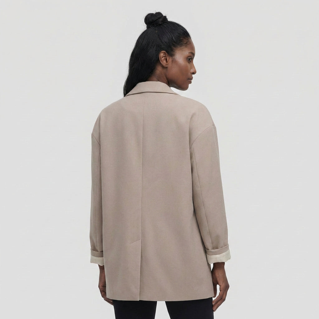 Blazer Double Boutonnage Coupe Ample Épaules Structurées pour Femme
