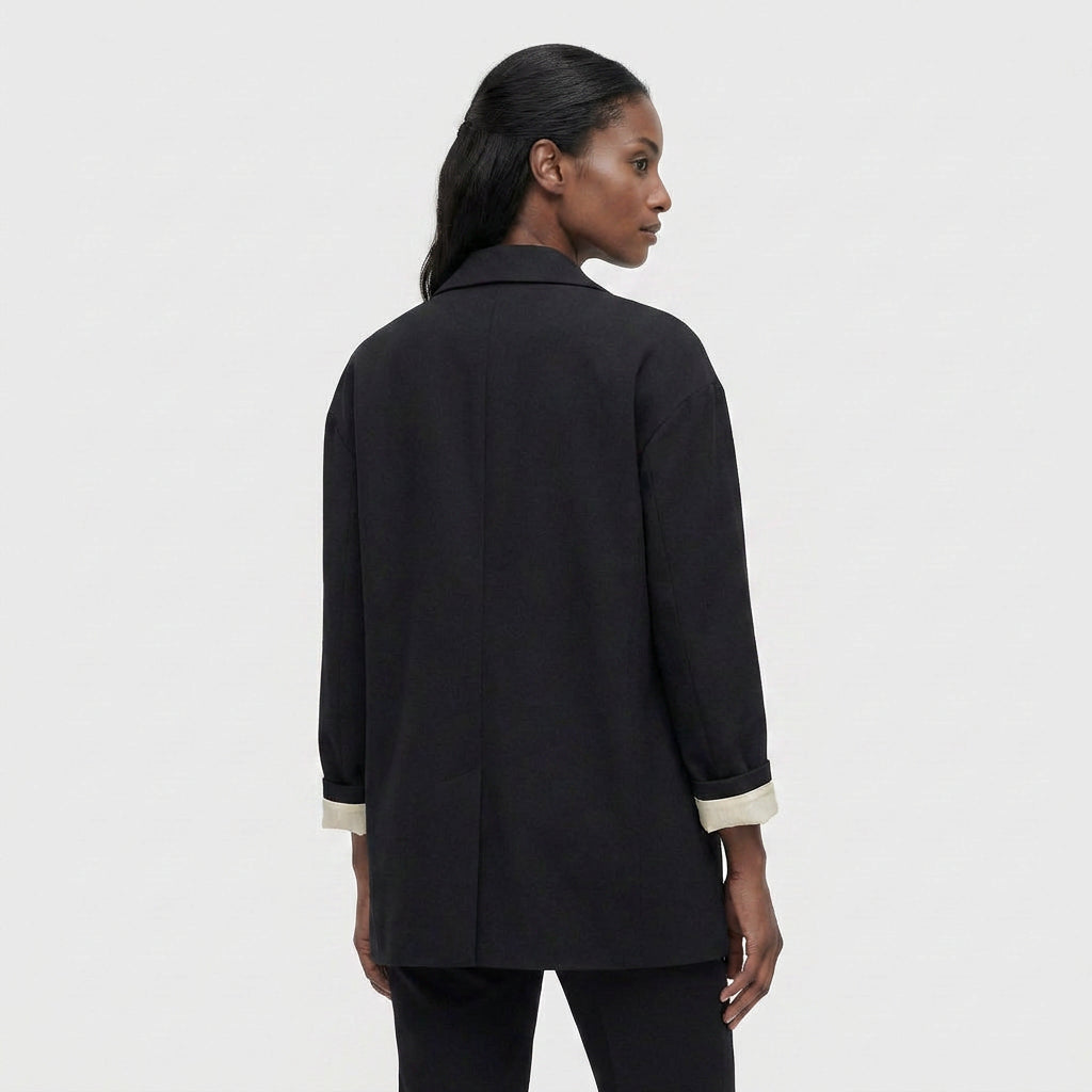 Blazer Double Boutonnage Coupe Ample Épaules Structurées pour Femme