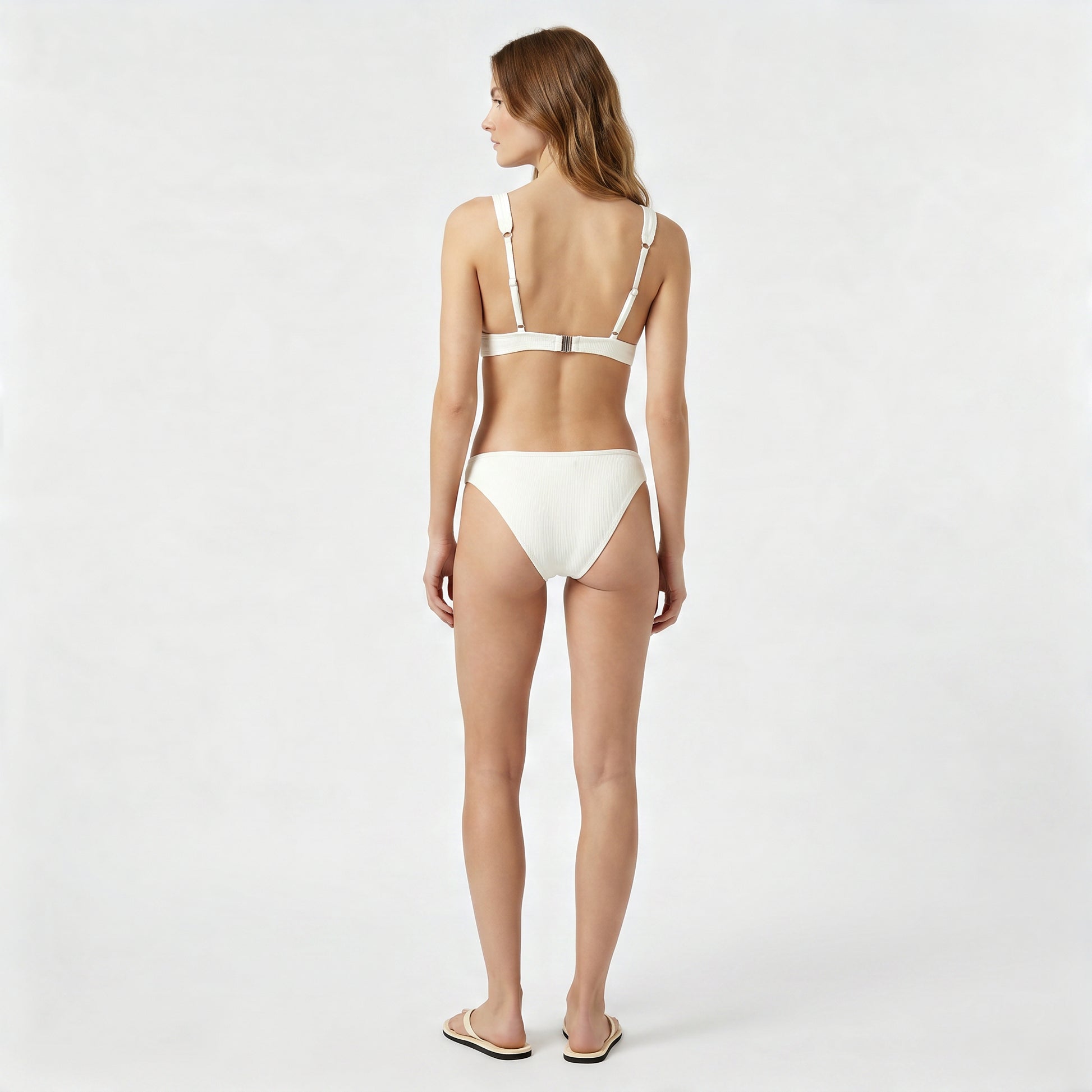 Maillot Deux Pièces Côtelé Taille Haute Effet Push-Up pour Femme