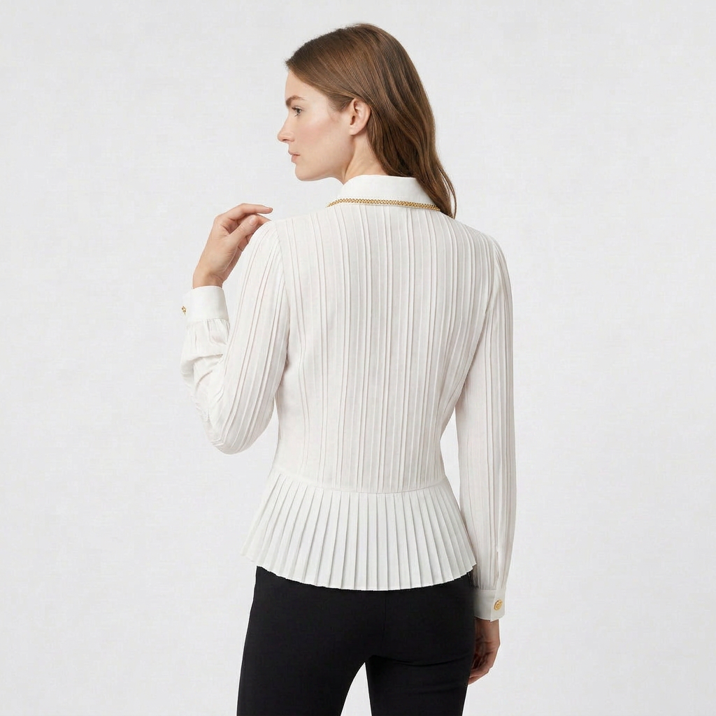 Blouse Plissée Col Lavallière Coupe Fluide pour Femme