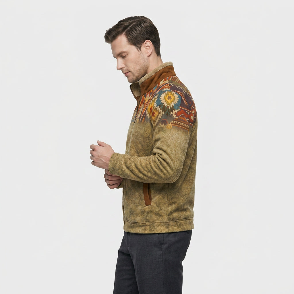 Veste Western Doublure Polaire Motifs Ethniques pour Homme