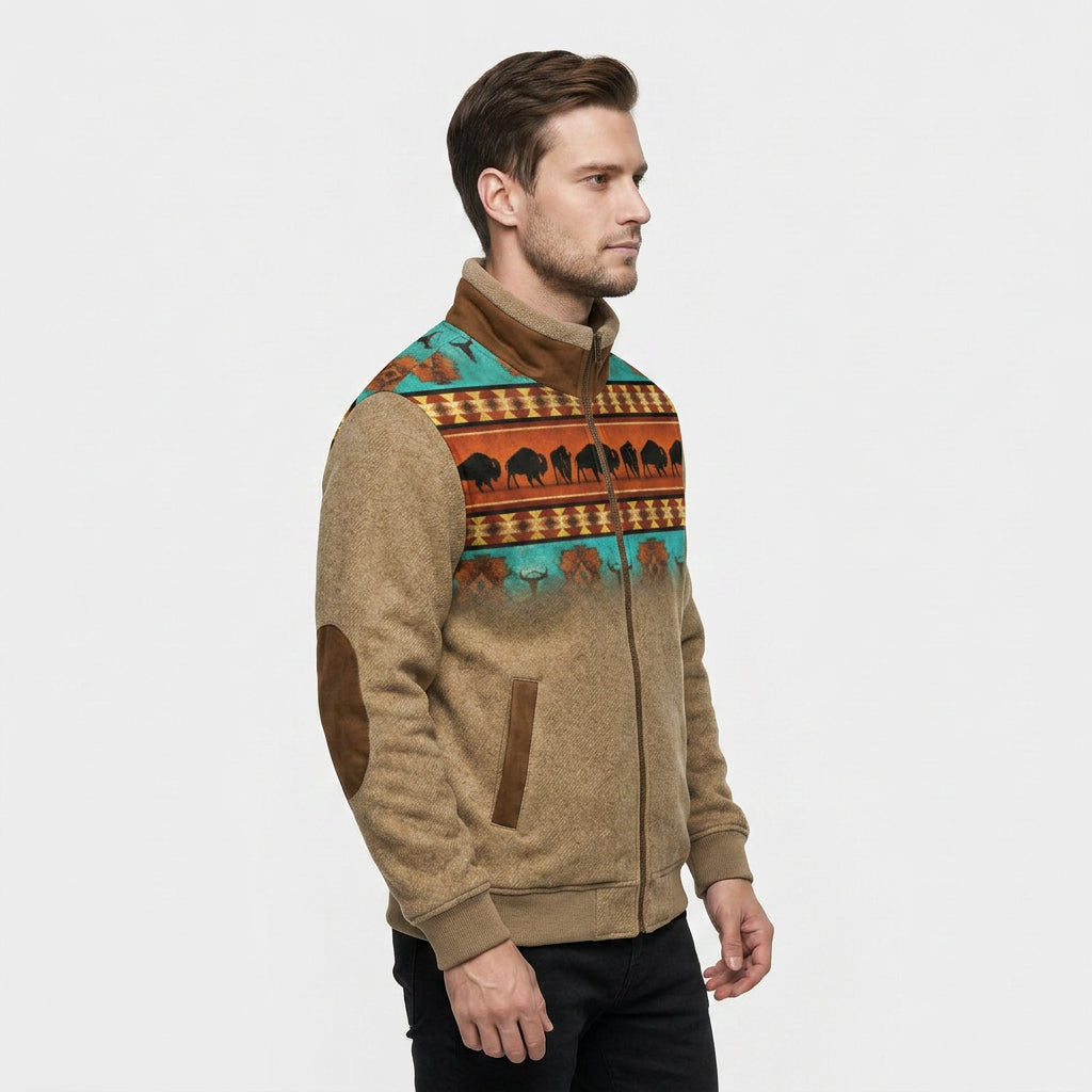 Veste Western Doublure Polaire Motifs Ethniques pour Homme
