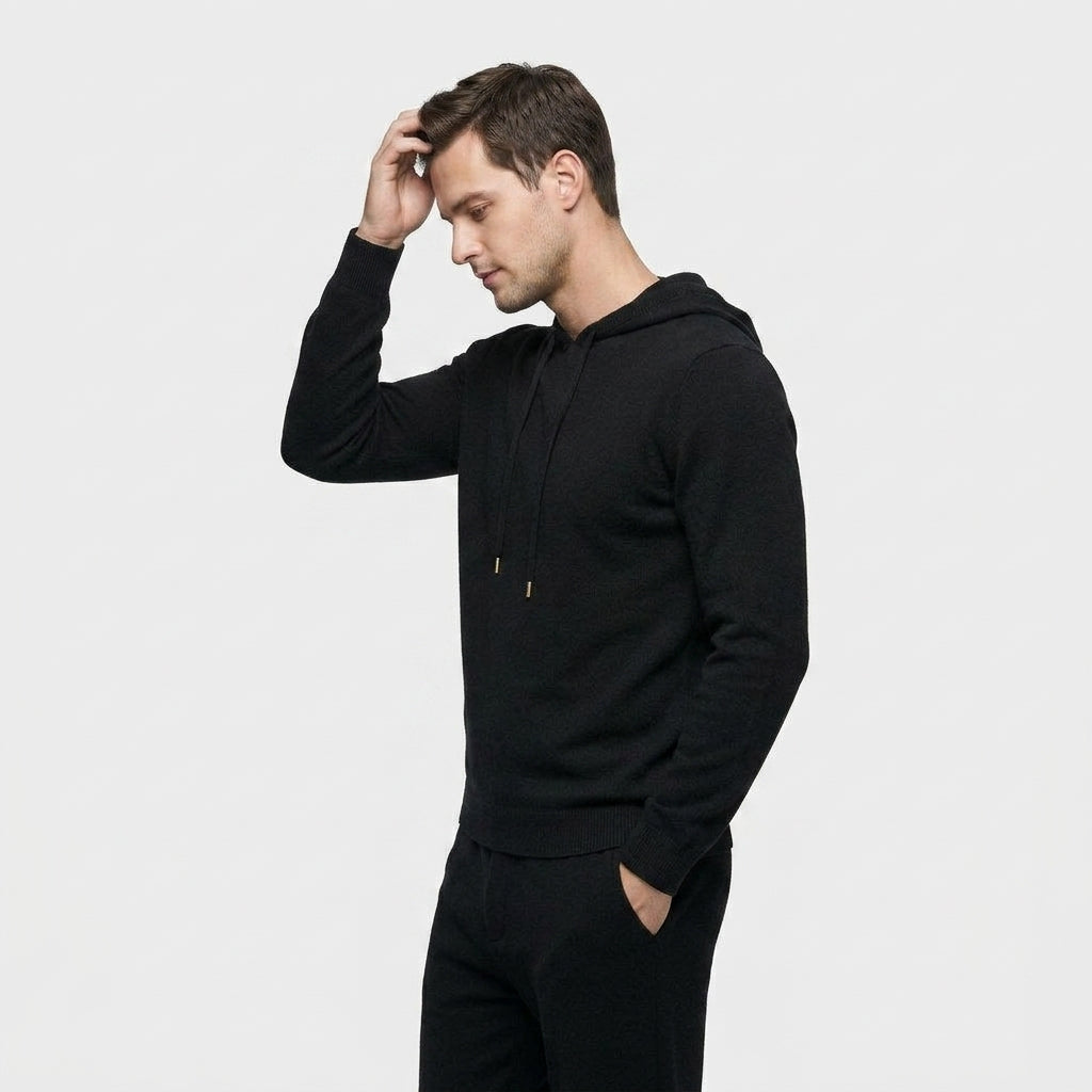 Sweatshirt à Capuche Maille Cachemire Mérinos pour Homme