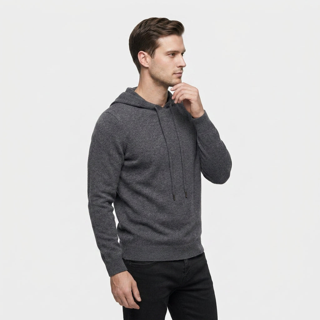 Sweatshirt à Capuche Maille Cachemire Mérinos pour Homme