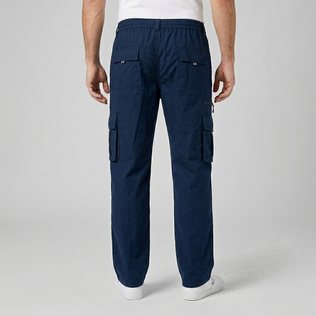 Pantalon Cargo Taille Élastique Coupe Droite pour Homme