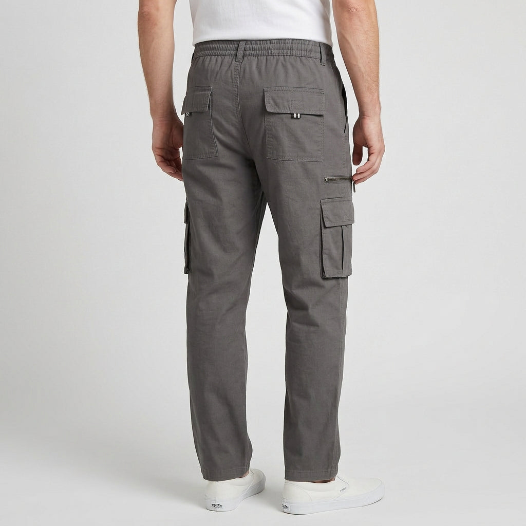 Pantalon Cargo Taille Élastique Coupe Droite pour Homme
