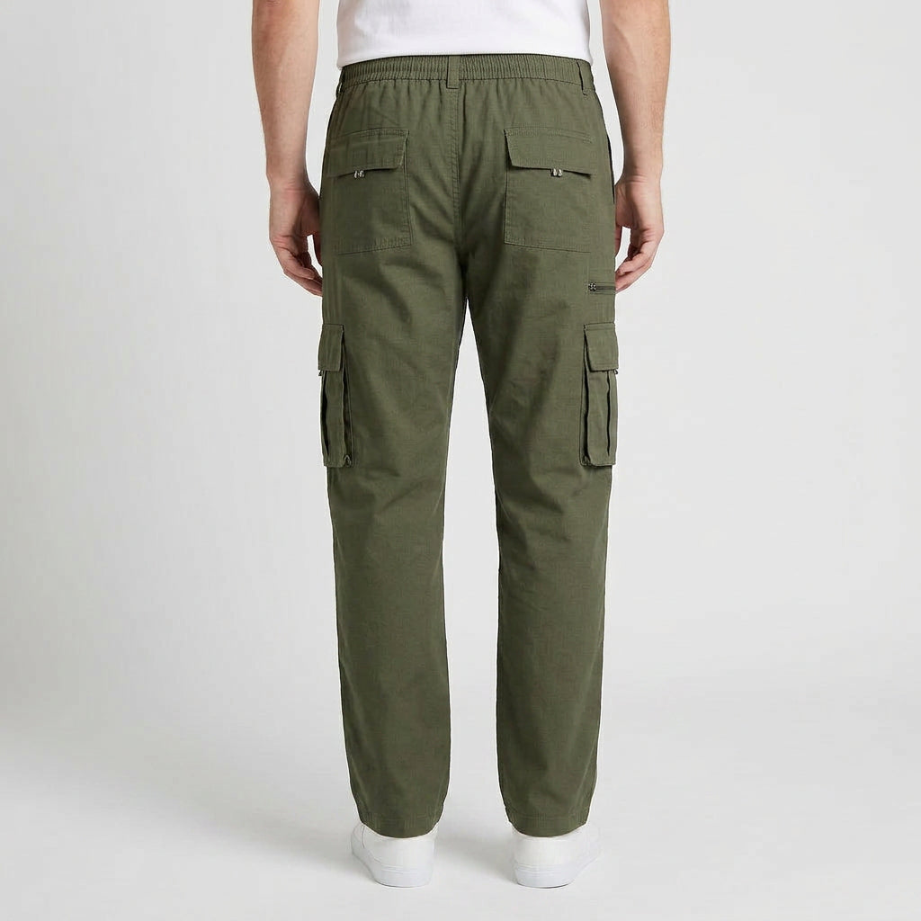 Pantalon Cargo Taille Élastique Coupe Droite pour Homme