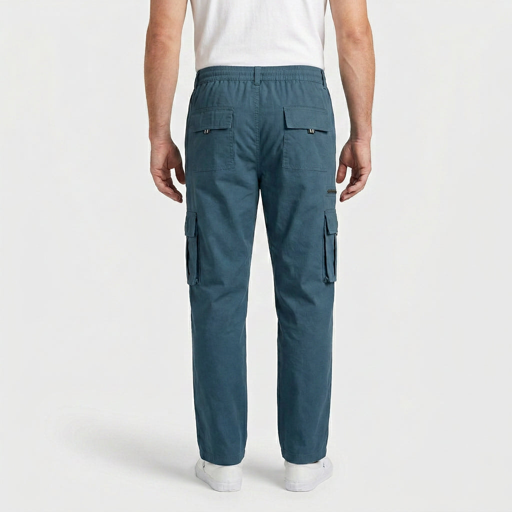 Pantalon Cargo Taille Élastique Coupe Droite pour Homme