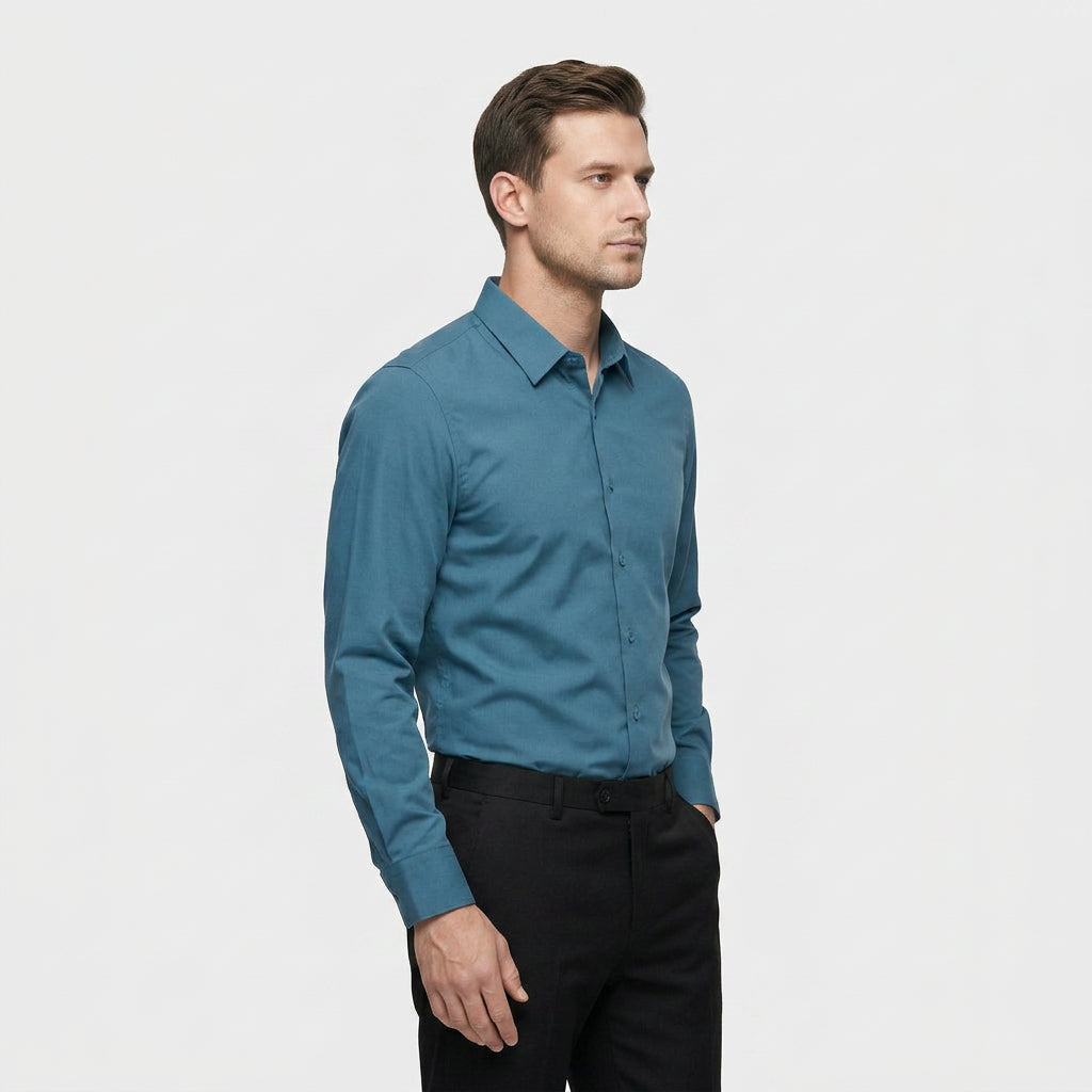 Chemise Infroissable Manches Longues Coupe Décontractée pour Homme