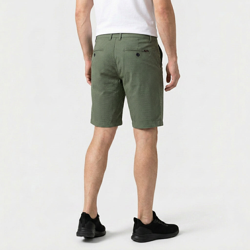Short Chino Texturé Motif Carreaux Longueur Genou pour Homme