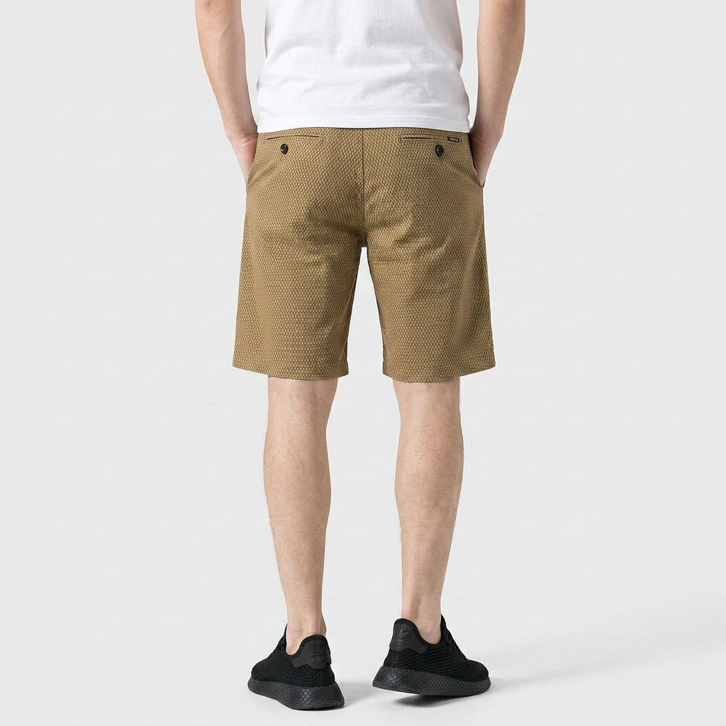 Short Chino Texturé Motif Carreaux Longueur Genou pour Homme