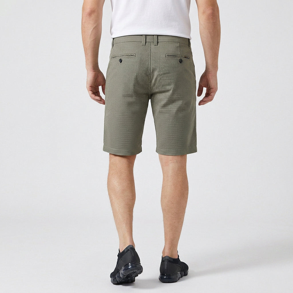 Short Chino Texturé Motif Carreaux Longueur Genou pour Homme