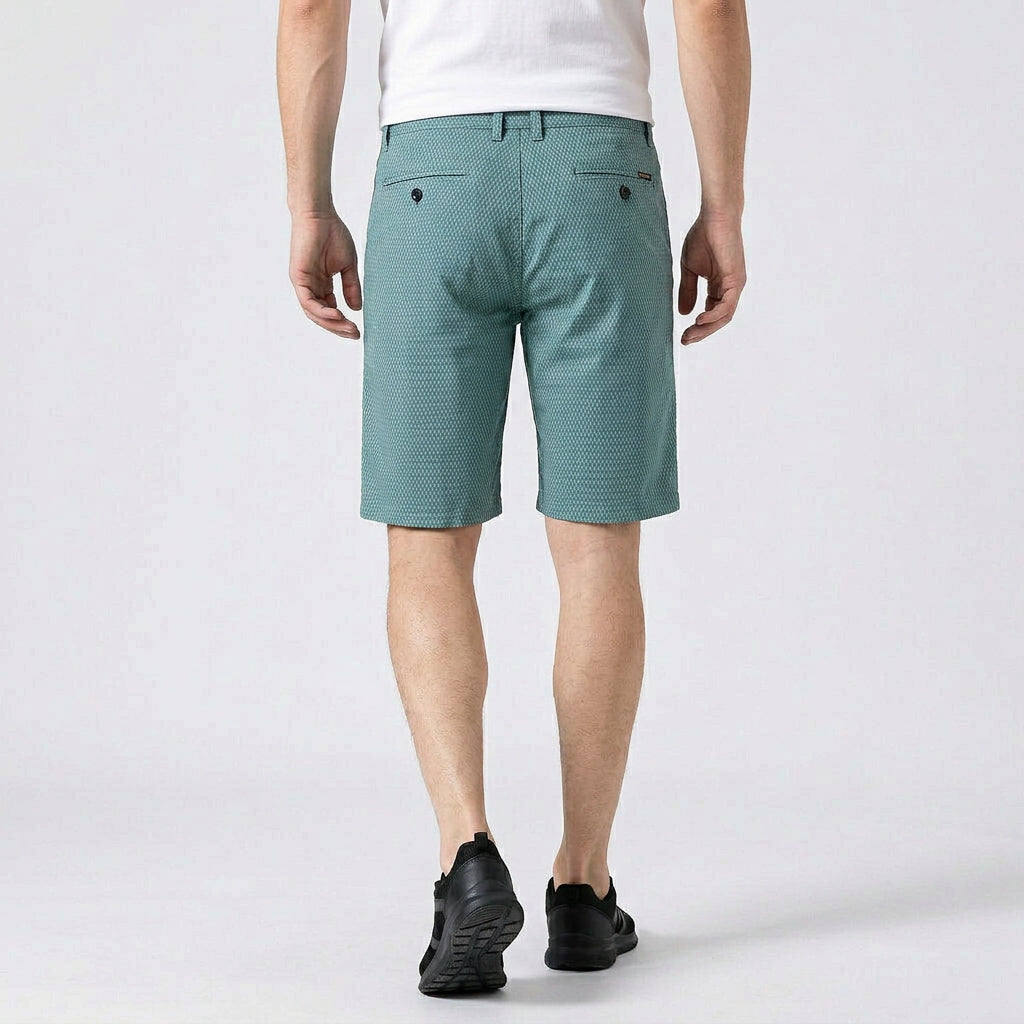 Short Chino Texturé Motif Carreaux Longueur Genou pour Homme