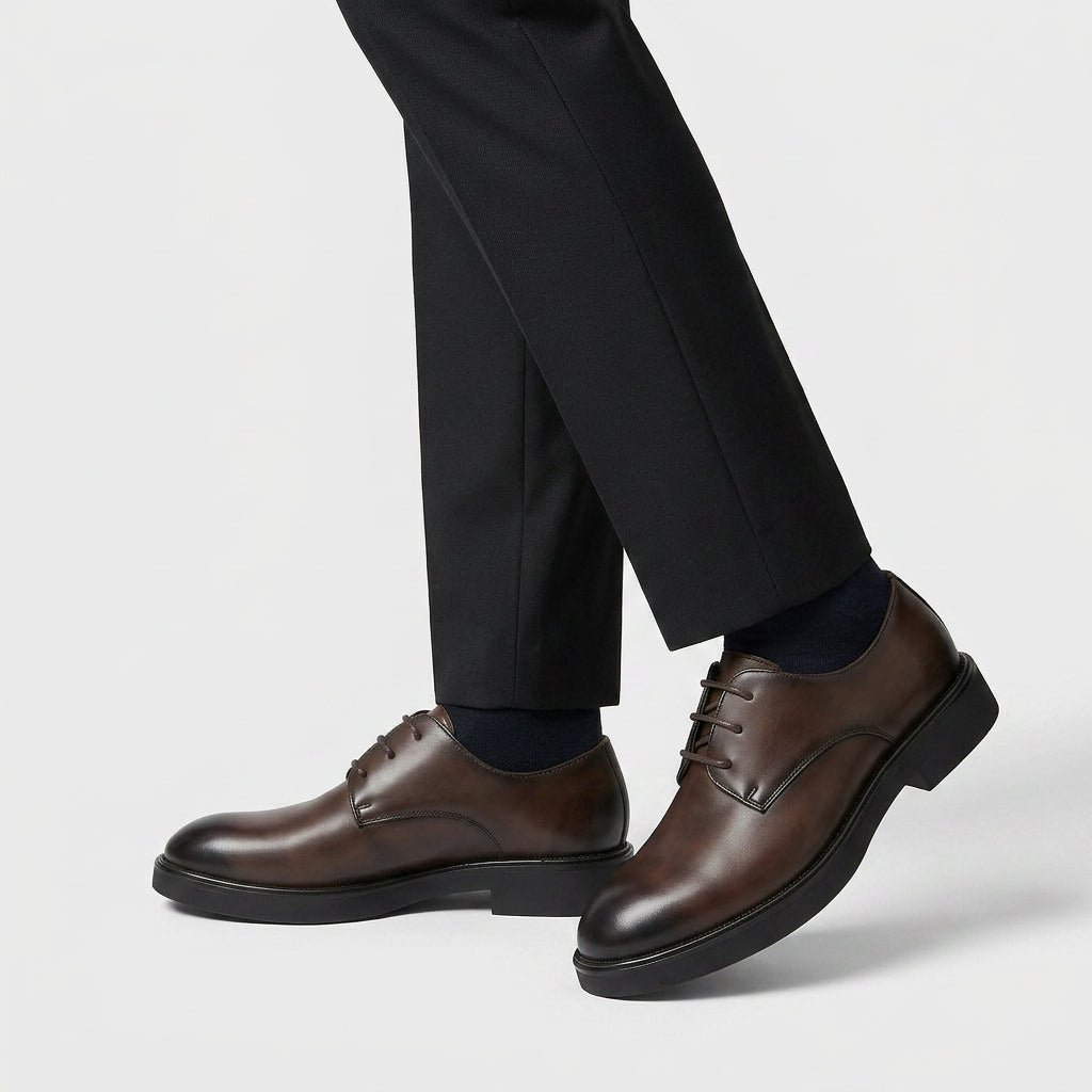 Chaussures de Ville en Cuir Pleine Fleur Couture Blake Bout Rond pour Homme