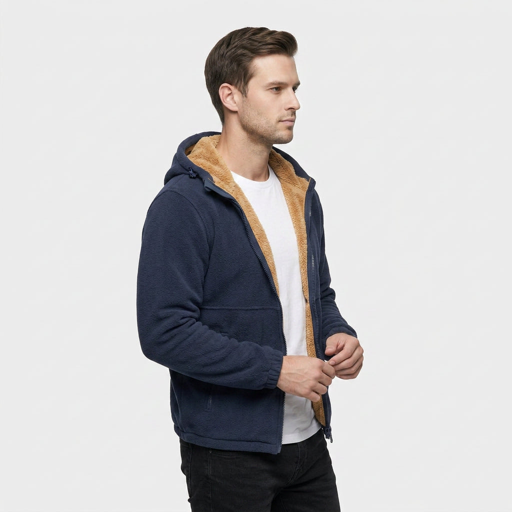 Veste Polaire à Capuche Poches Zippées pour Homme