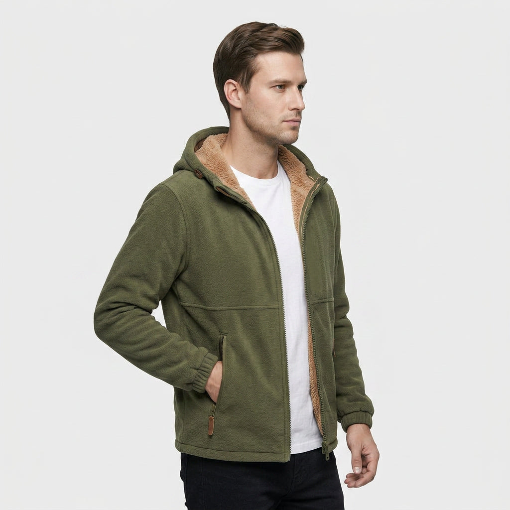 Veste Polaire à Capuche Poches Zippées pour Homme